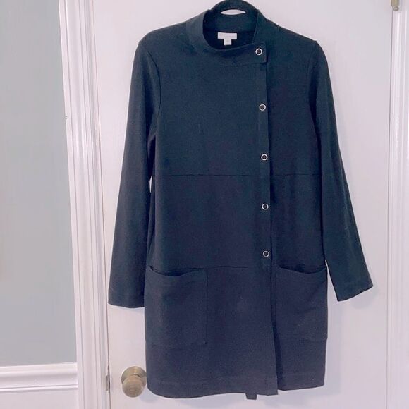 J. Jill Pure Jill black snap front soft jacket in refined French terry size S - Picture 1 of 7